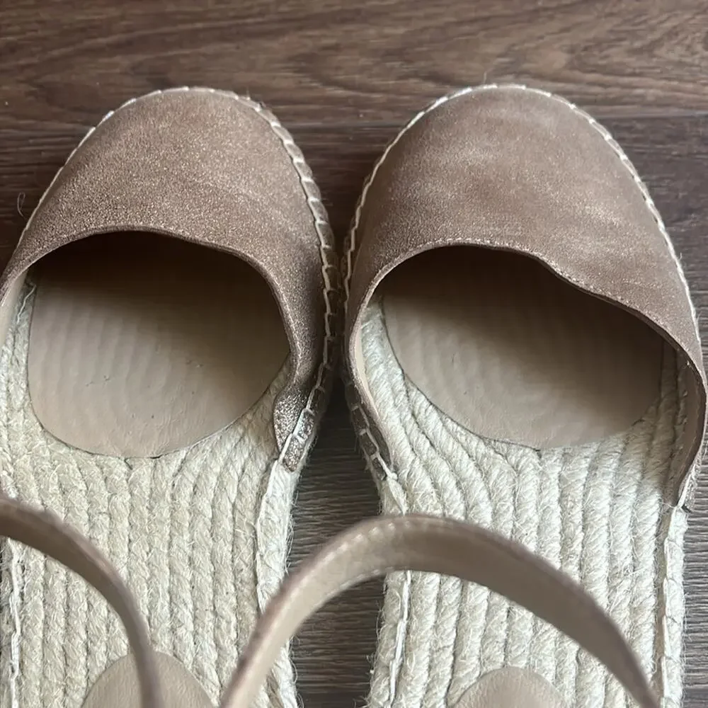Eileen‎ Fisher Tan Espadrille Flats with Ankle Strap 9